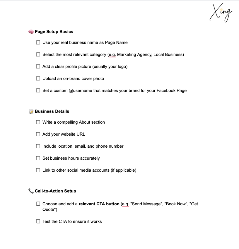Facebook Page Optimization Checklist